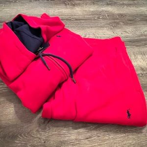 Men’s two piece red Polo sweat suit 3X